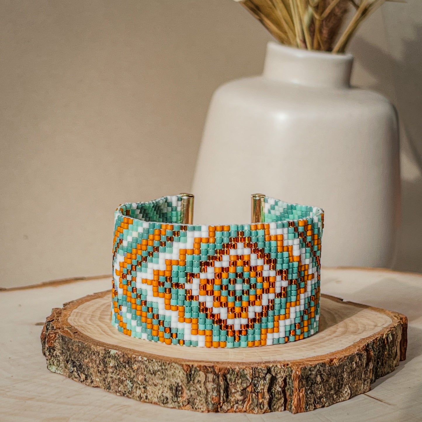 Nara - Intricately Handcrafted Beaded Bracelet with Chevron Design