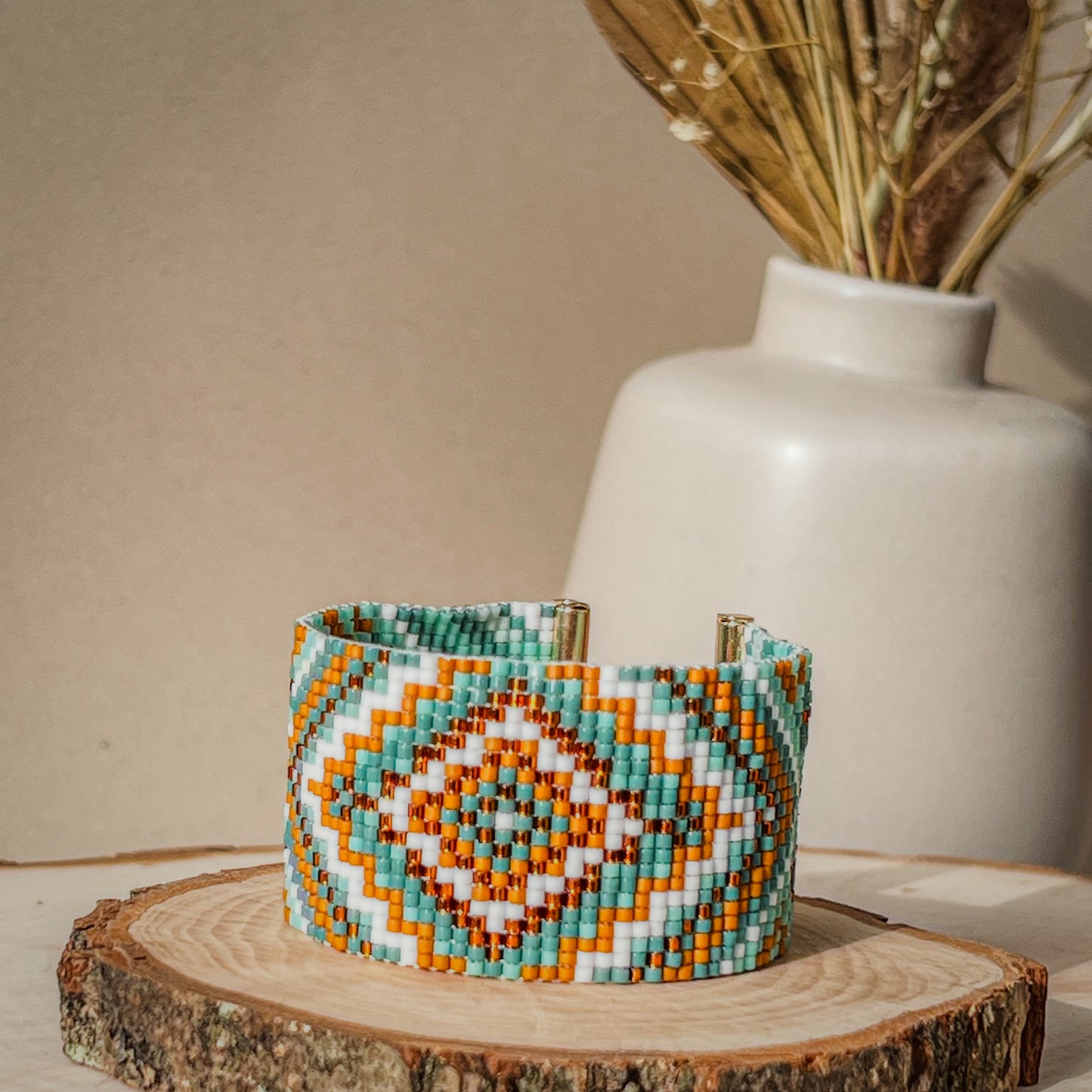 Nara - Intricately Handcrafted Beaded Bracelet with Chevron Design