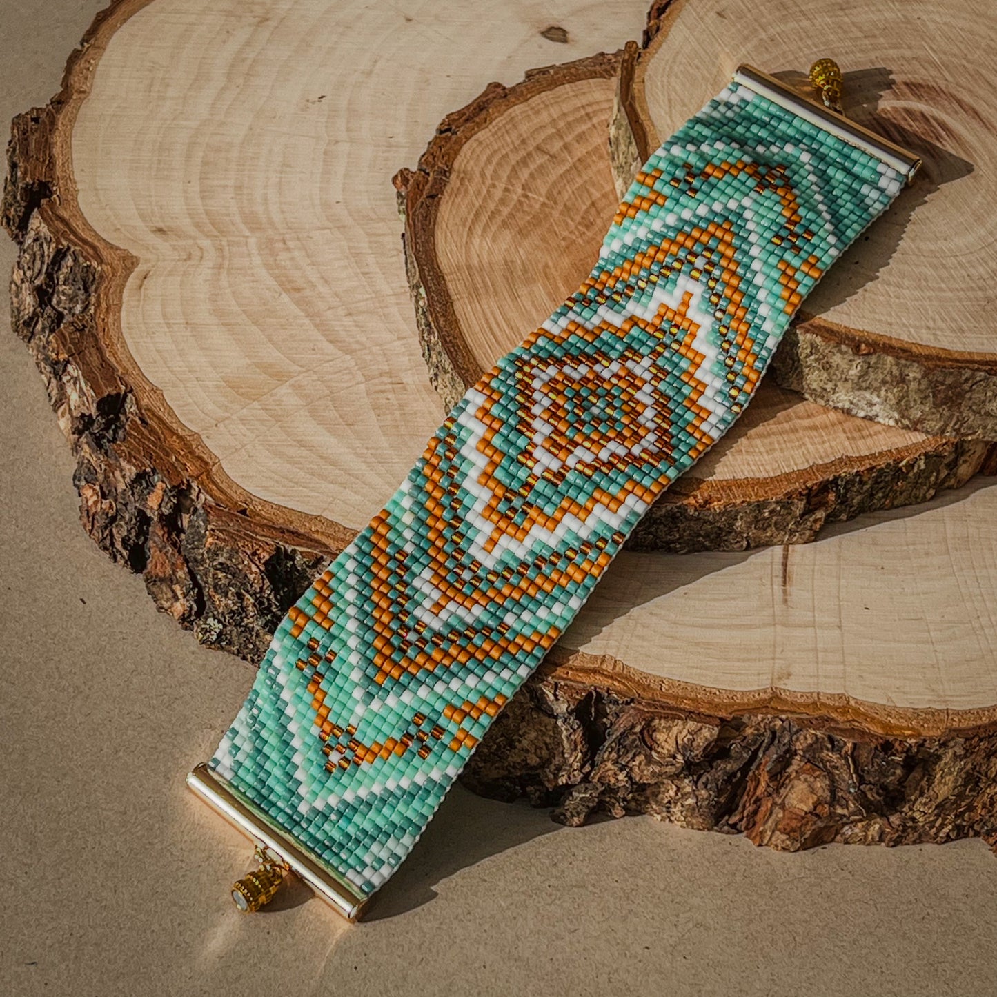 Nara - Intricately Handcrafted Beaded Bracelet with Chevron Design