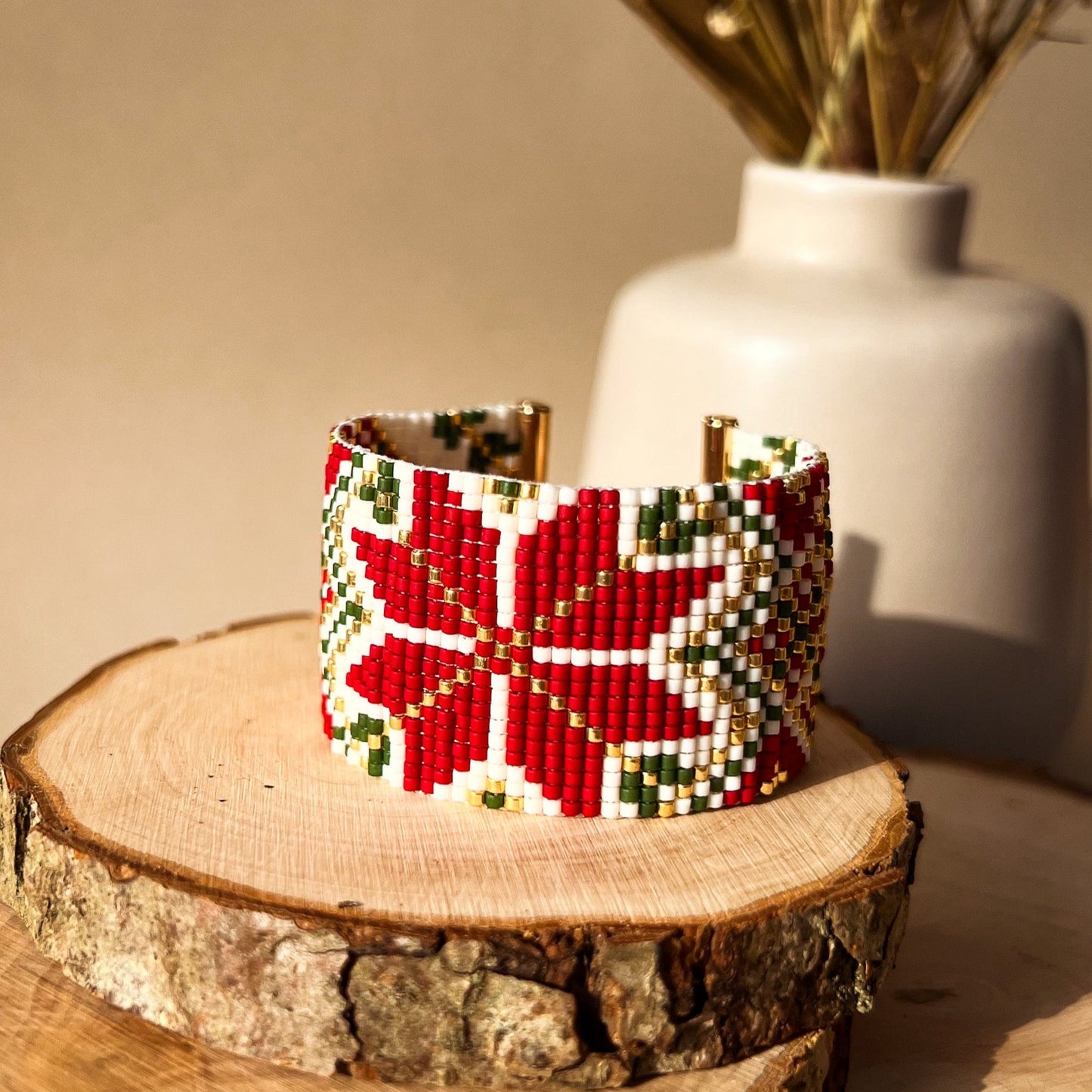 Frostine - Handmade Beaded Bracelet with Snowflake Motif