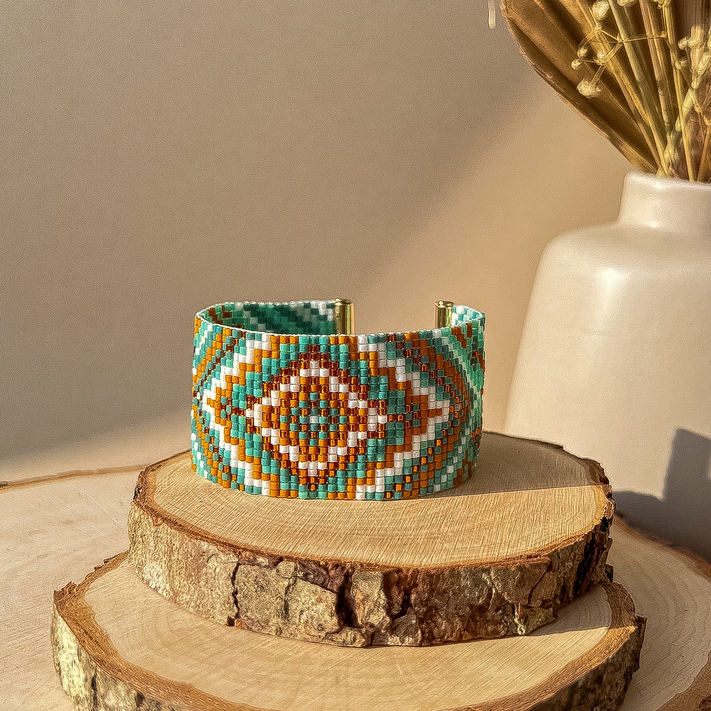 Nara - Intricately Handcrafted Beaded Bracelet with Chevron Design