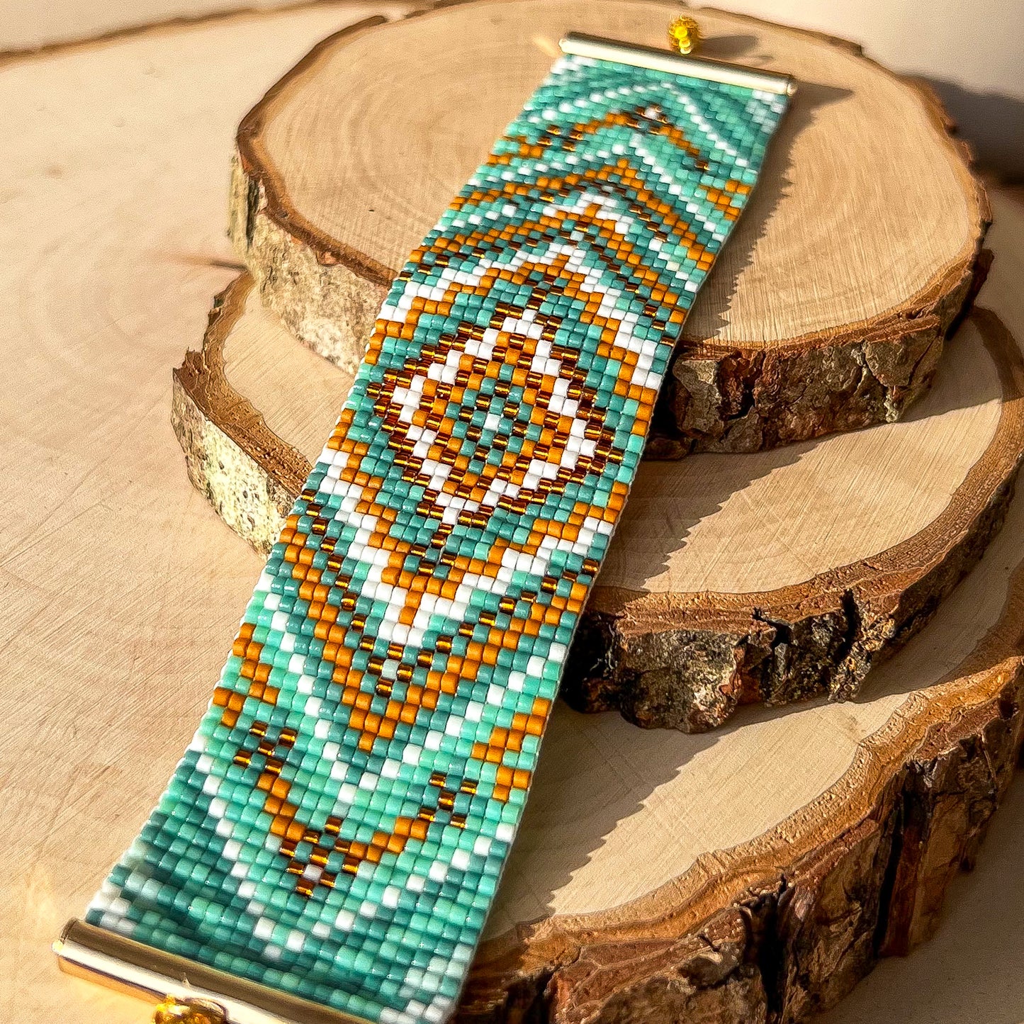 Nara - Intricately Handcrafted Beaded Bracelet with Chevron Design