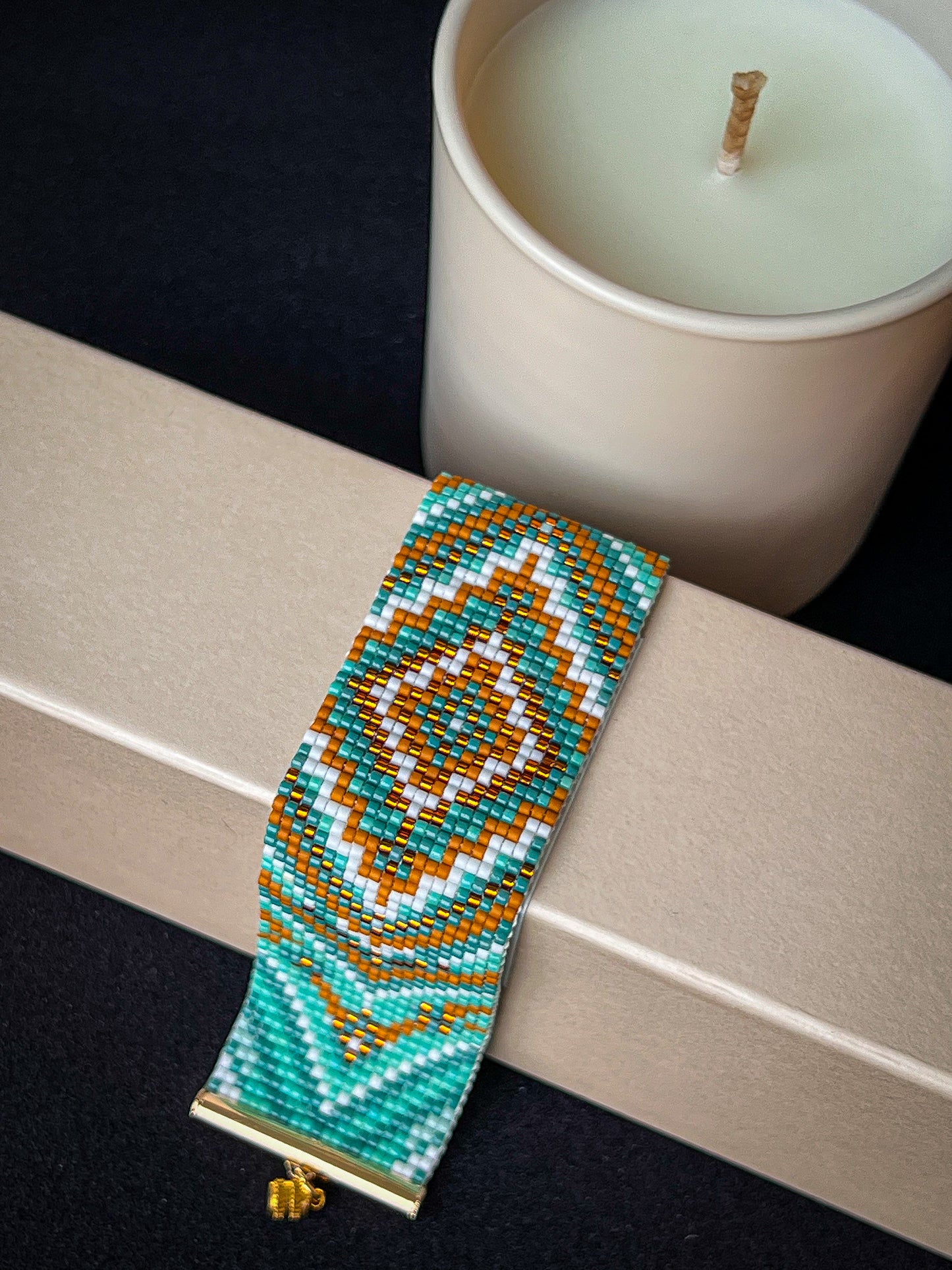 Nara - Intricately Handcrafted Beaded Bracelet with Chevron Design