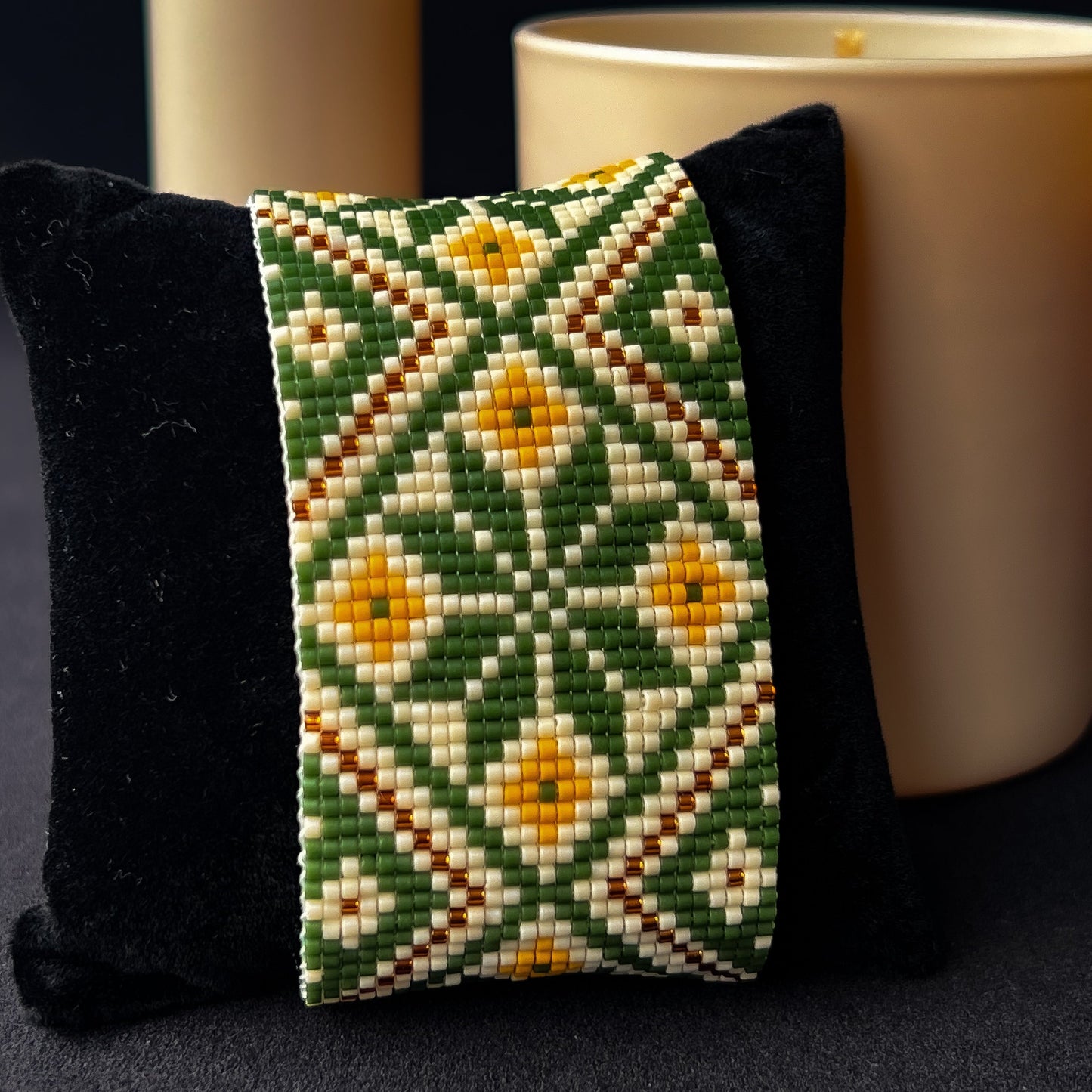 Evergreen - Handmade Beaded Bracelet with Floral Vine Pattern